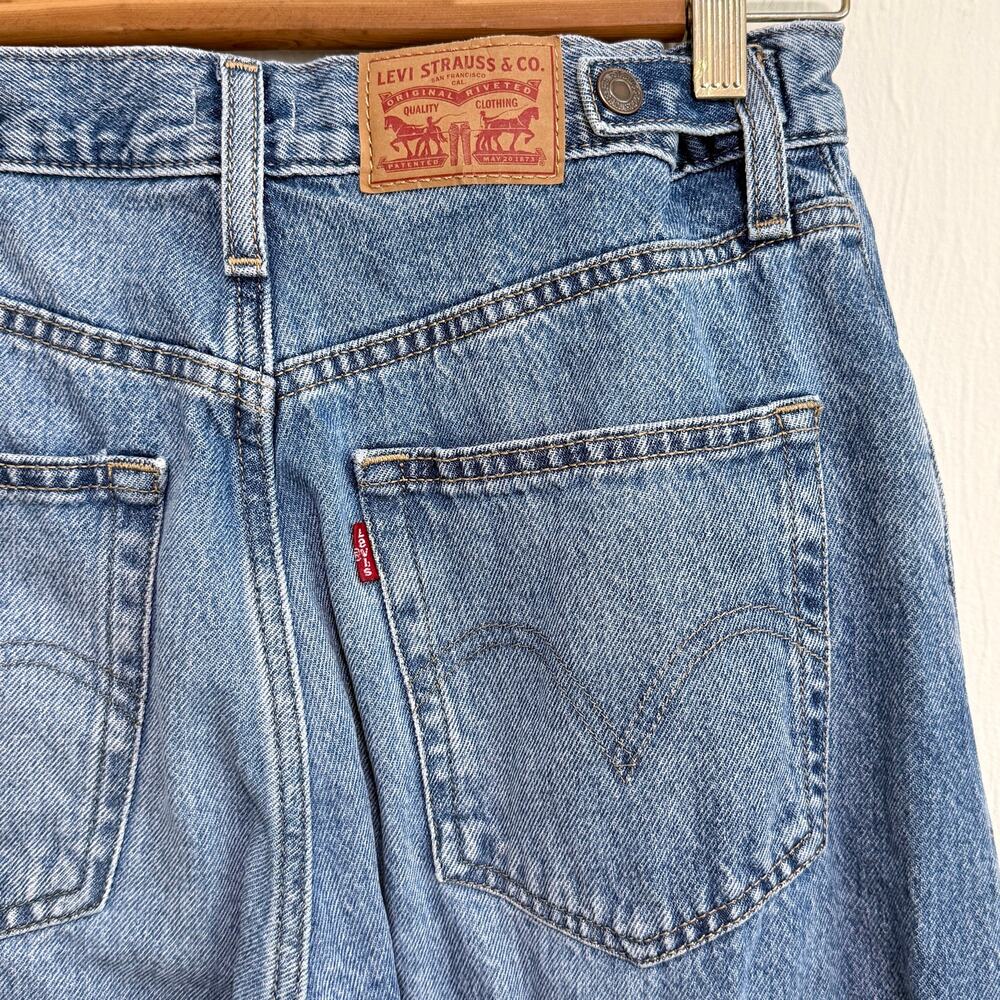 Levi Womens Cinch Barrel Leg Jeans 29 Medium Blue Wash Denim Cotton Zipper Fly - Picture 9 of 12